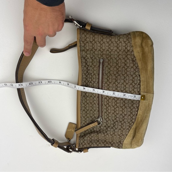 Coach Y2K Signature Khaki Brown Tan Shoulder Bag A0832-F10945 Suade Zipper - Picture 7 of 7